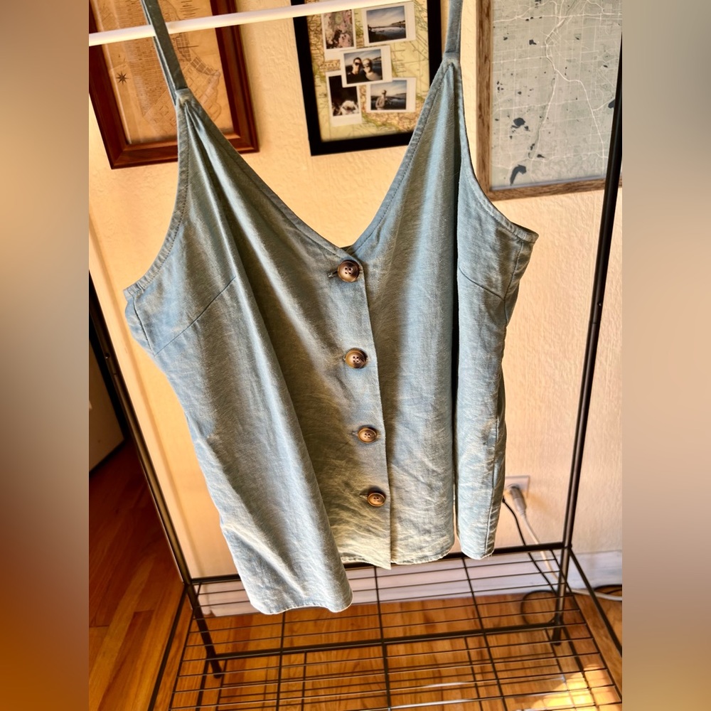 Topshop rusty turquoise linen tank